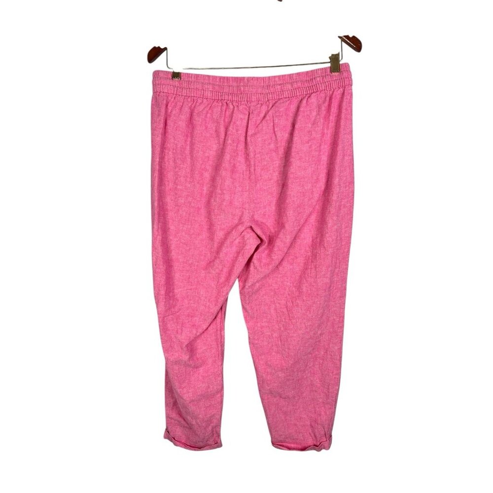 J.CREW Women's Heather Pink Linen Drawstring Crop Pants Size 12 - Picture 6 of 6